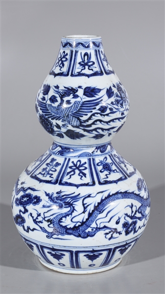 Chinese Blue & White Porcelain Double-Gourd Vase
