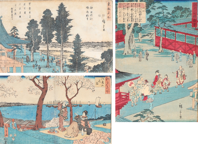 Three Japanese Woodblocks by Hiroshige