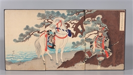 Two antique Japanese Woodblock Triptychs
