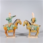Pair of Chinese Sancai Glazed Ceramic Figures