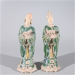 Pair of Chinese Sancai Glazed Ceramic Figures