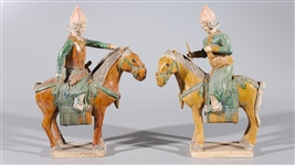 Pair of Chinese Early Style Sancai Glazed Figures