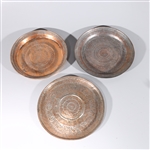 Three Antique Indian Copper Alloy Chargers