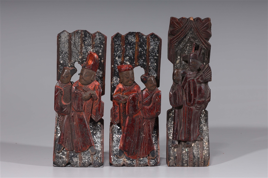 Group Of Three Antique Chinese Wood Carvings