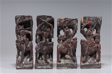 Group of Four Chinese Carved Lacquered Wood Figures