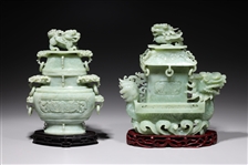 Two Chinese Carved Hardstone Vases
