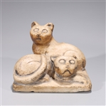 Old Japanese Carved Stone Cats