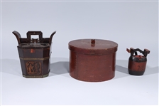 Three Japanese Wood Storage Vessels
