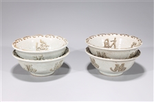 Set of Four Chinese Crackle Glaze Bowls