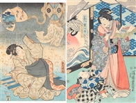 Two Japanese Woodblock Prints by Toyukuni