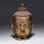 Antique Indian Gilt Bronze Buddha Head