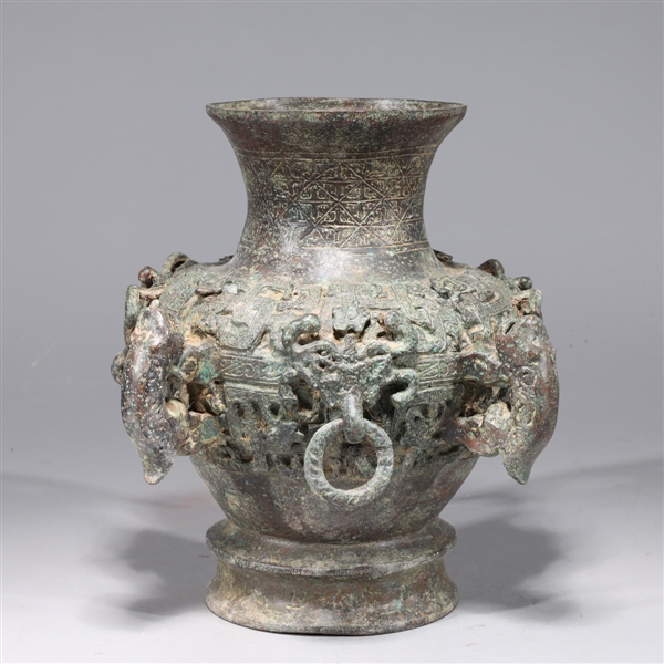 Chinese Intricate Bronze Archaistic Vessel
