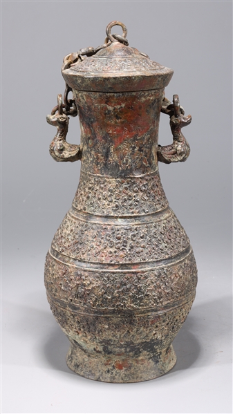 Chinese Bronze Archaistic Covered Vase