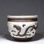 Chinese Crackle Glazed Bowl  w/ Wood Designs