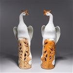 Pair Chinese Porcelain Phoenix Birds