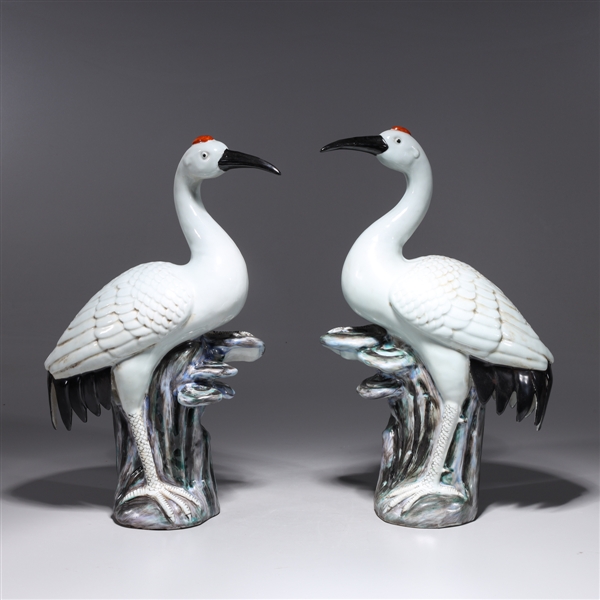Pair of Chinese Porcelain Cranes