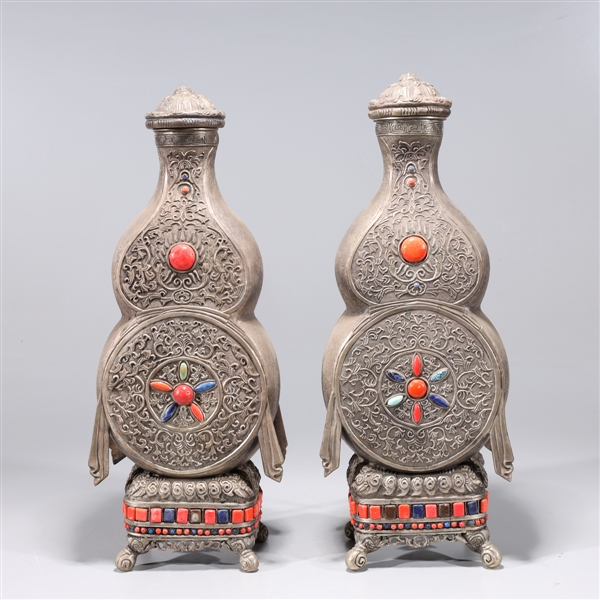 Pair of Chinese Brass Covered Vases