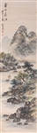 Chinese Ink & Color on Paper River Painting mounted as Scroll