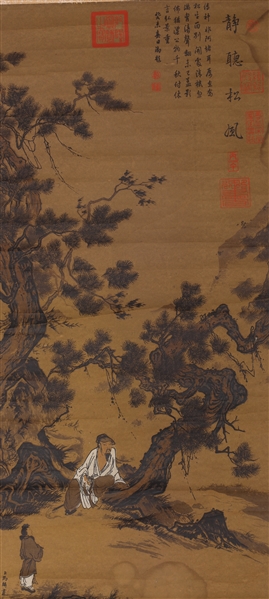 Chinese Ink & Color on Paper Painting mounted as Scroll
