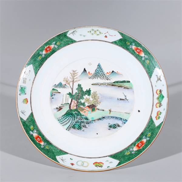 Chinese Famille Verte Enameled Porcelain Dish