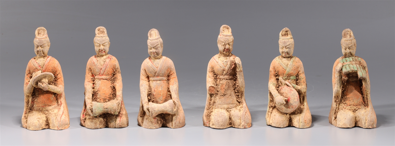 Group of Six Early Style Chinese Ceramic Musicians