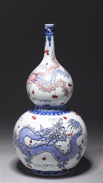 Chinese Double-Gourd Dragon Vase