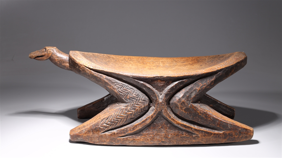 African Carved Wood Tribal Seat