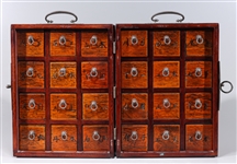 Old Chinese Hardwood Traveling Medicine Cabinet