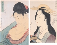 Two Japanese Woodblock Prints by Kitagawa Utamaro