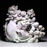 Chinese Jadeite Carved Fish and Fruit Grouping