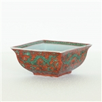 Chinese Red & Green Porcelain Square Bowl