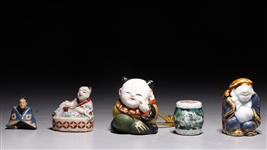 Group of 5 Various Ceramic Japanese Netsukes