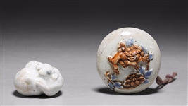 Two Antique Ceramic Japanese Netsuke