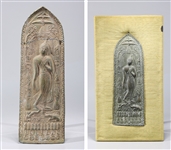 Two Large Antique Thai Bronze Votive Tablets