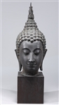 Large Antique Thai Bronze Head of Buddha