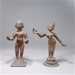 Pair Antique Bronze Indian Statues - Radha and Krishna