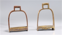 Pair of Antique Indian Gilt Metal Stirrups
