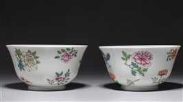 Pair of Chinese Enameled Porcelain Bowls