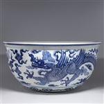 Large Chinese Blue & White Porcelain Planter