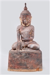 Antique Thai Carved Wood Seated Buddha
