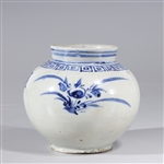 Korean Ceramic Blue & White Glazed Jar