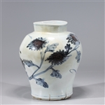 Large Korean Blue & White Ceramic Vase