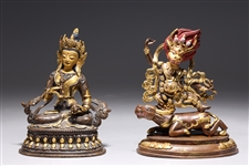 Two Sino-Tibetan Gilt Metal Statues