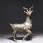 Chinese Archaistic Bronze Metal Stag Statue
