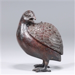 Antique Japanese Bronze Bird Form Covered Vessel