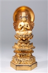 Elaborate Antique Japanese Gilt Wood Buddha