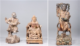 Group of Three Antique Japanese Wood Carvings