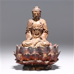 Antique Japanese Carved Wood Gilt Figure