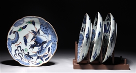 Four Antique Japanese Enameled Porcelain Plates