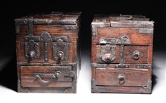 Two Antique Japanese Wooden Chests
